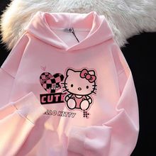 跨境外贸卫衣女oversize跨境大码卡通动漫kt猫女装图案俏皮外套