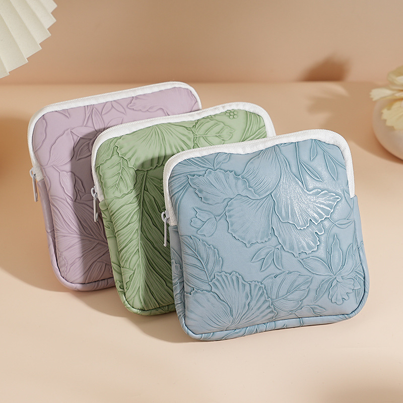 Bolsa de almacenamiento de toallas sanitarias de tía bolsa de almacenamiento de gran capacidad bolsa mensual estudiante portátil portátil adorable niña cuero PU