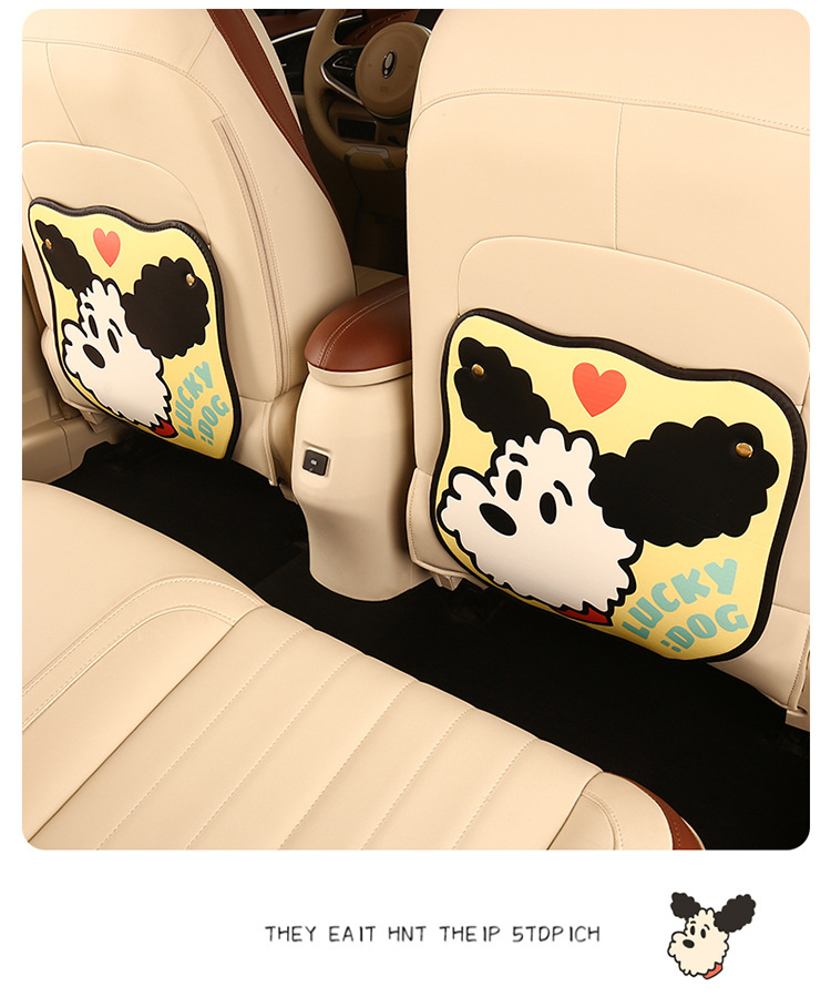 Cute Cartoon Car Seat Back Anti-Kick Pad for Poodle, Car Seat Back Anti-Stain Pad