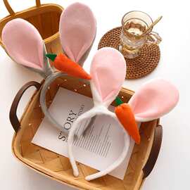 儿童发箍可爱小兔子小白兔耳朵毛绒头箍女童女孩宝宝公主发卡表演