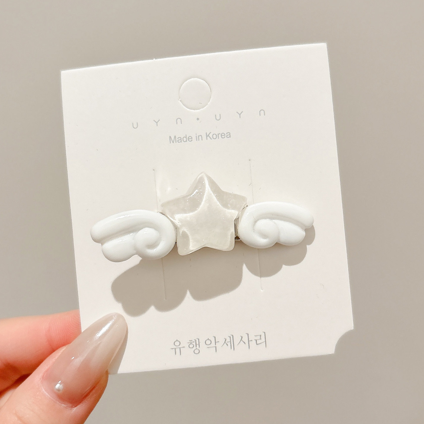 3#귀여운 날개별 머리핀(화이트)-5cm