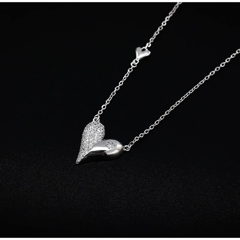 Fashion Heart Shape Copper Plating Rhinestones Pendant Necklace 1 Piece