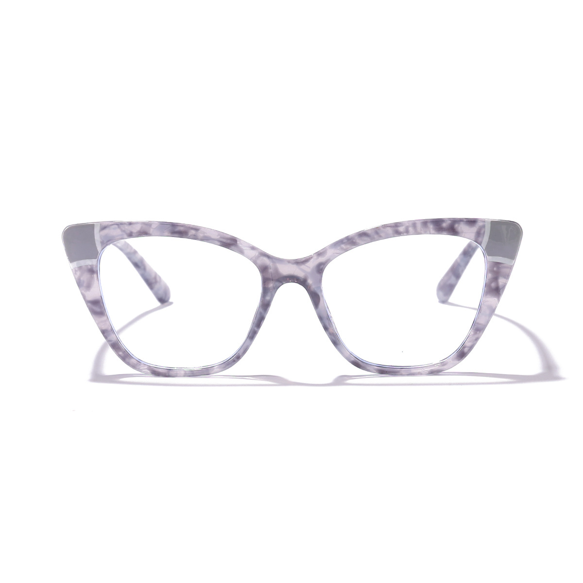 Nuevo ojo de gato gafas lisas costura de moda gafas de Marco personalidad femenina Bolso liso color transfronterizo anti-azul gafas de luz