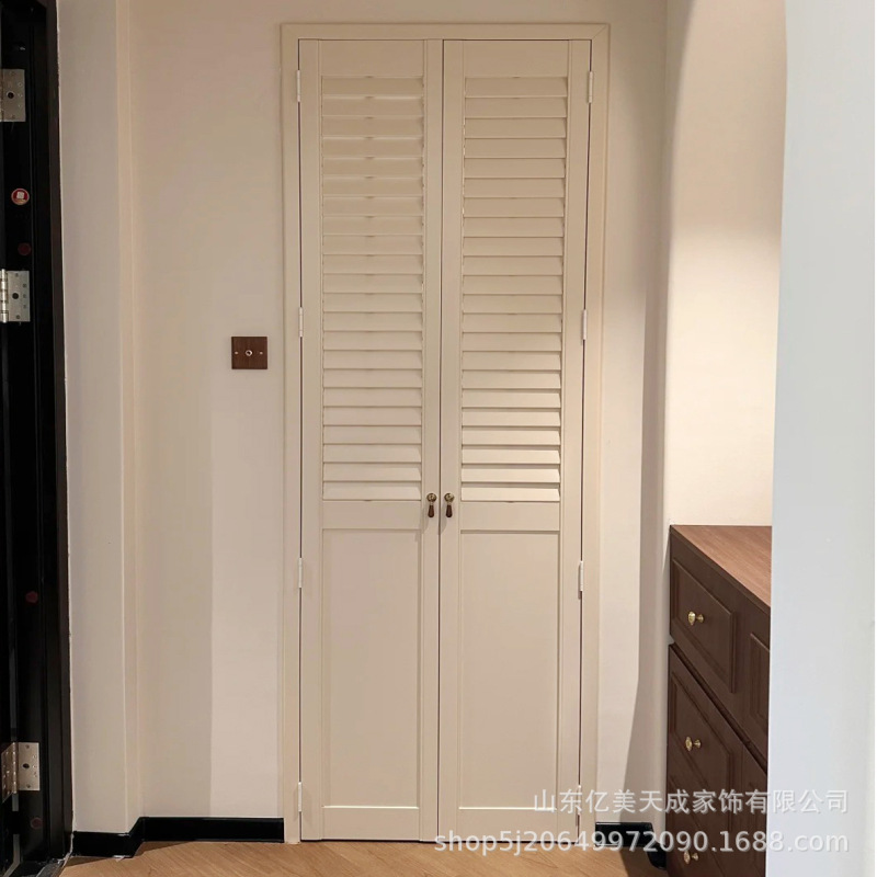 Solid Wood Breathable Window Blinds Study Bedroom Shading Breathable Windows European Style Blinds Ventilation Doors and Windows