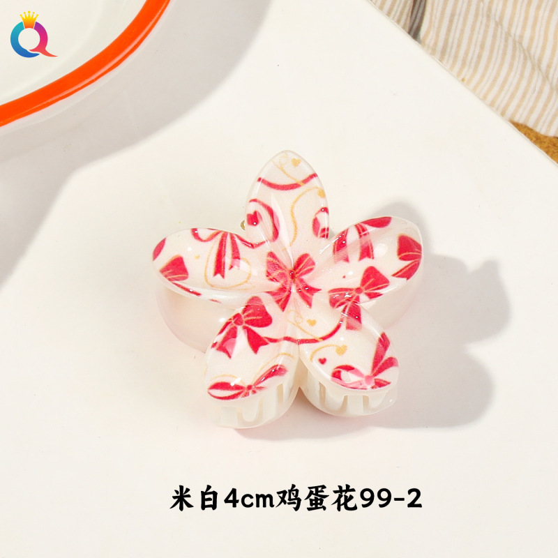 Qiyue クロスボーダー小型 UV プリント小さな新鮮なプルメリアクリップかわいいポニーテールフラワーヘアピンヘアアクセサリー女性のための卸売|undefined