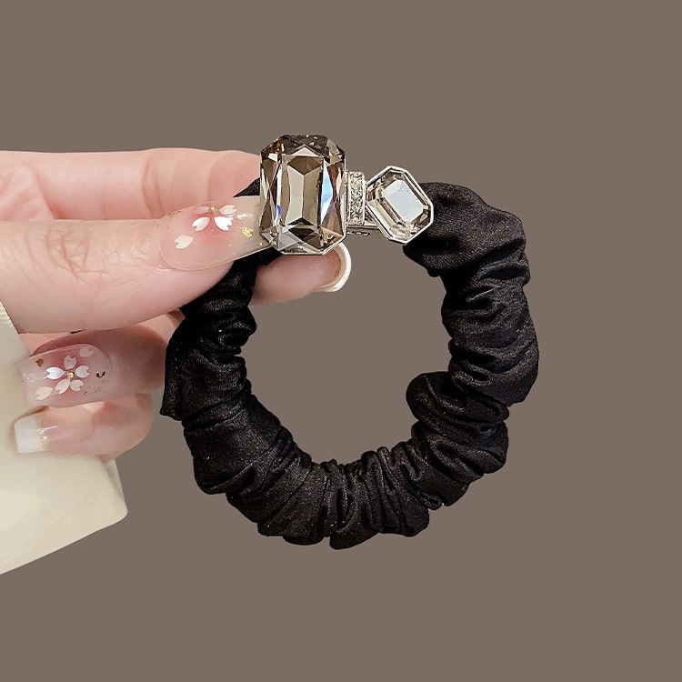 Neues schwarzes Strass-Haargummiband für Damen (2024), schlichtes und elegantes Haaraccessoire_voghion.com