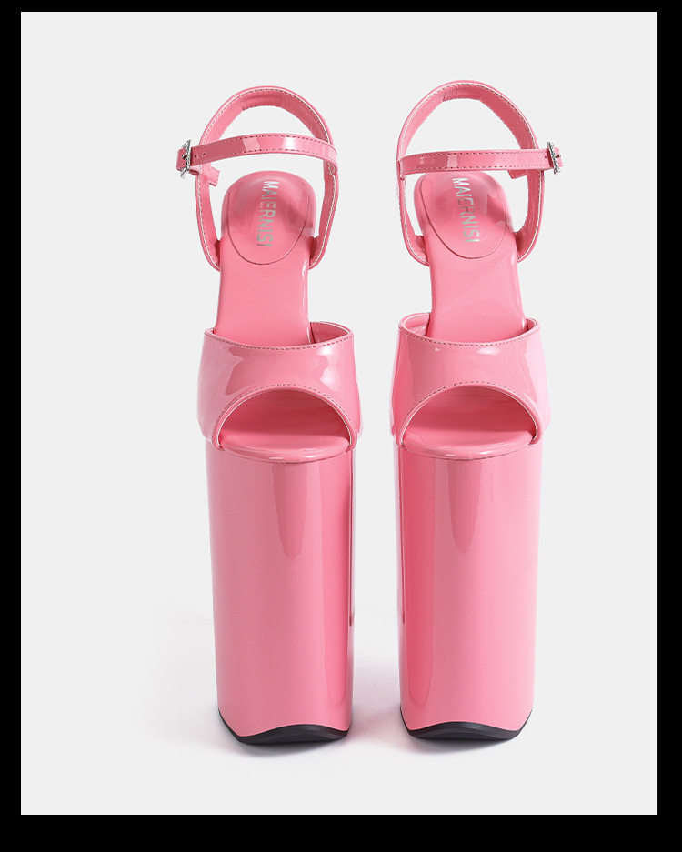 Giày sandal cao gót siêu cao hở ngón quai ngang gót nhọn tôn chiều cao cho nữ — Màu be, Màu hồng, Màu tím, màu đen chi tiết 12
