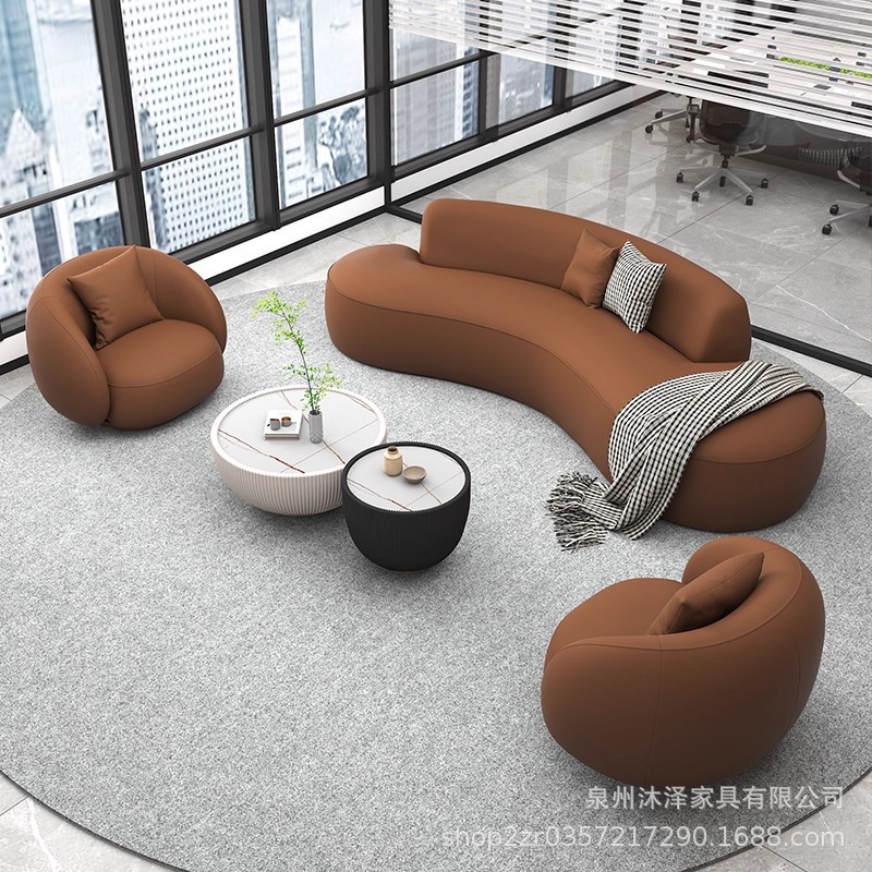 Office Leisure Curved Sofa Coffee Table Combination Simple Modern Hotel Lobby Rest Area Reception Negotiation Sofa