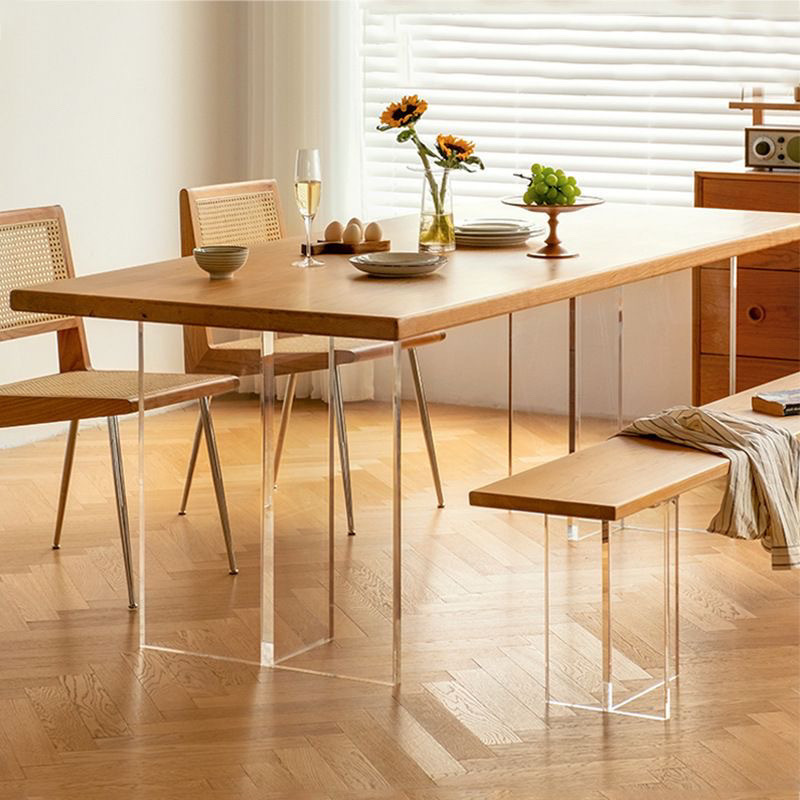 Mesa de comedor de madera maciza nórdica para el hogar pequeño apartamento acrílico levitado banco de trabajo de tira larga estudio escritorio de computadora simple contra la pared