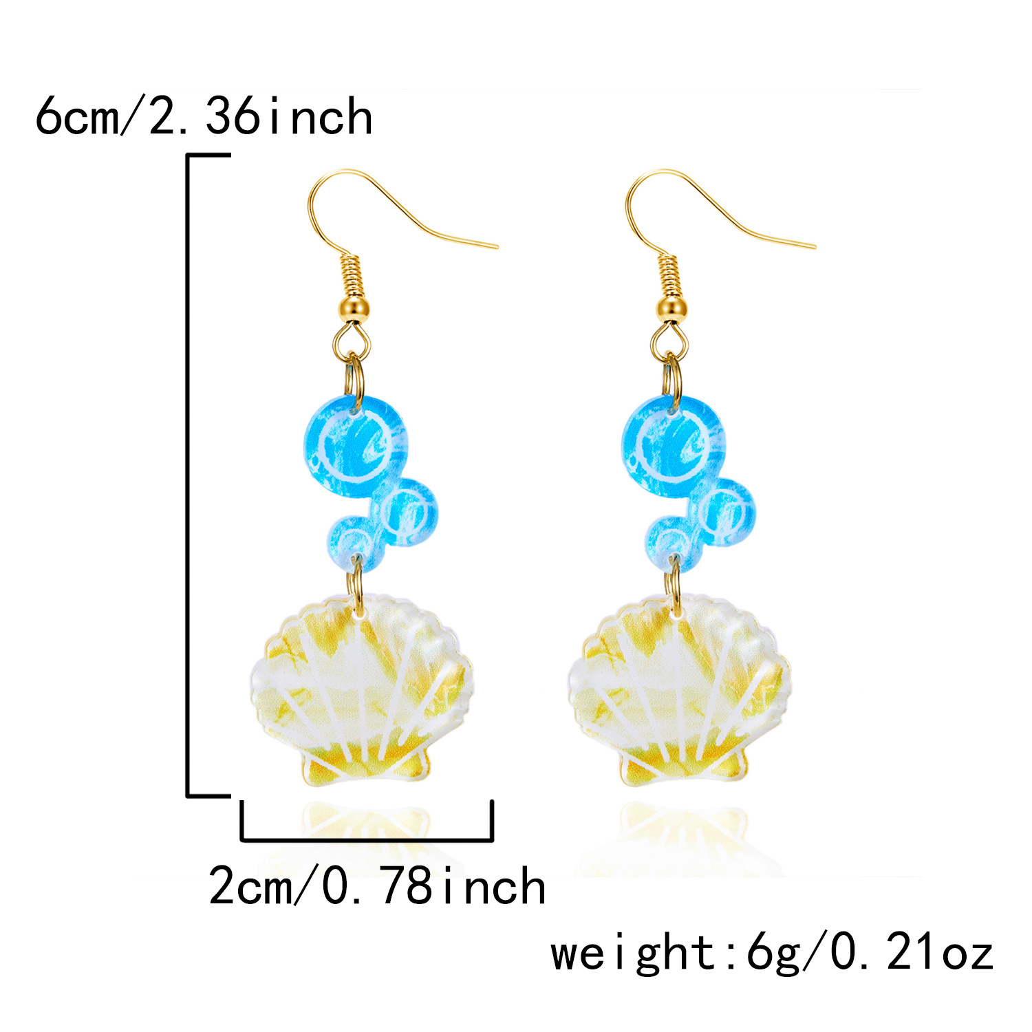 11g Weight Alloy Ear Needle Material Drop Earrings Classification 1 Pair Quantity Holiday, Daily Occasion Acrylic Material Starfish Pattern Spring&Summer Season Women's Gender Plating Design Vacation, Classic Style Style 1 Pair Vacation Classic Style Starfish Plating Acrylic Drop Earrings 22