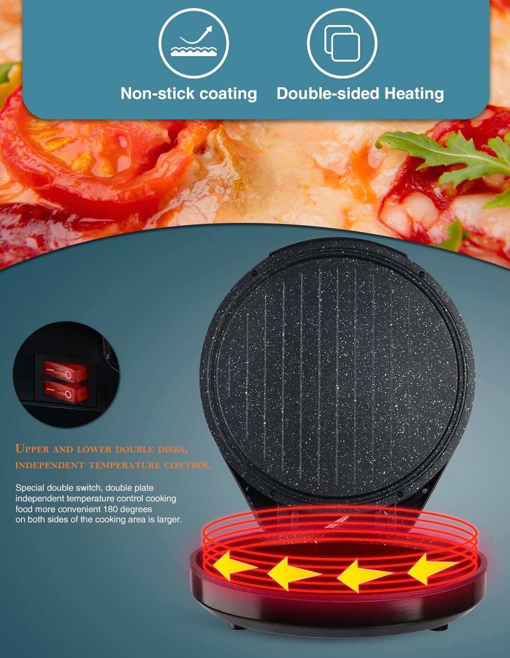 Electric Baking Pan Non-stick Double Sided Heating Pancake Maker_voghion.com