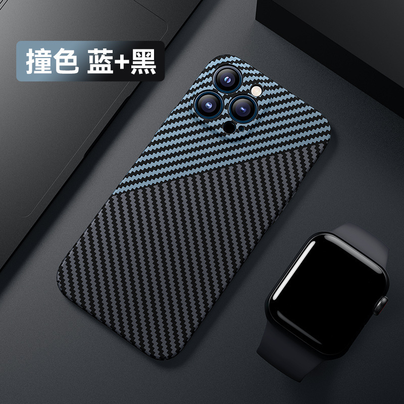iPhone17ProMax、Apple14、カーボンファイバーパターンの新作耐衝撃ケース、15pro保護カバーに適用|undefined