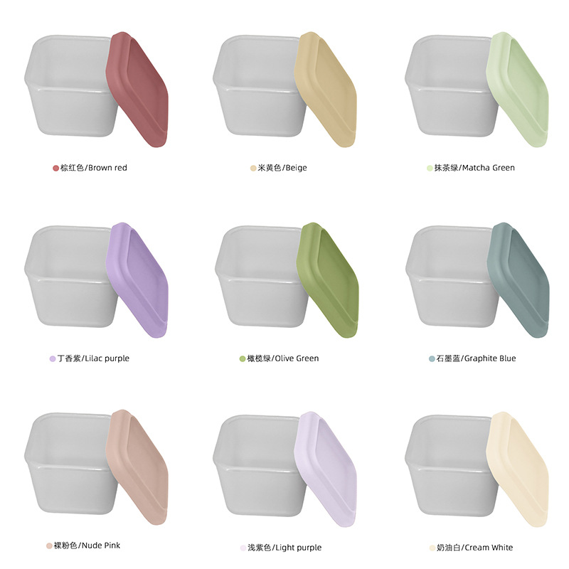 Contenedor de salsa de ensalada de silicona transfronteriza caja de almuerzo para niños divisor de bocadillos con cubierta caja de queso congelador