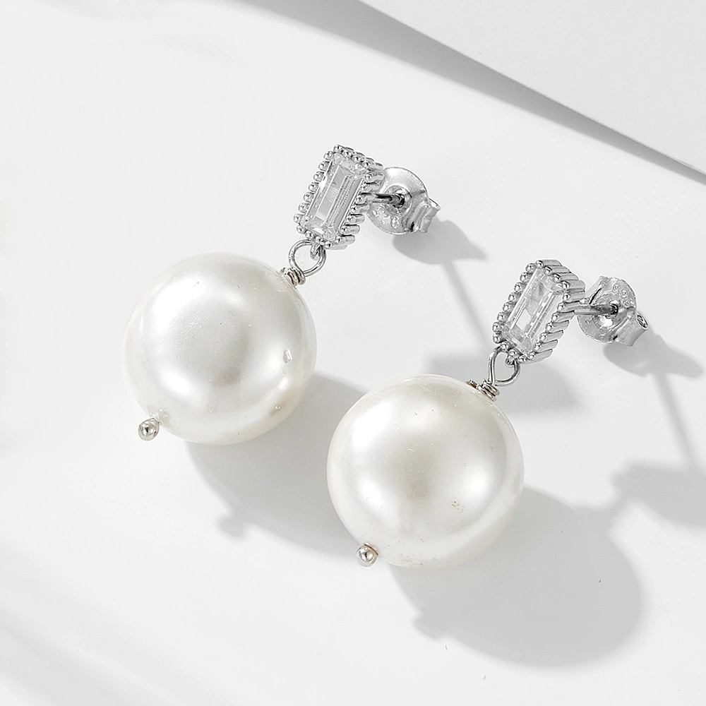 Пretro universal small design earrings from pearl, silver 925 sample, French retro style, light luxury style