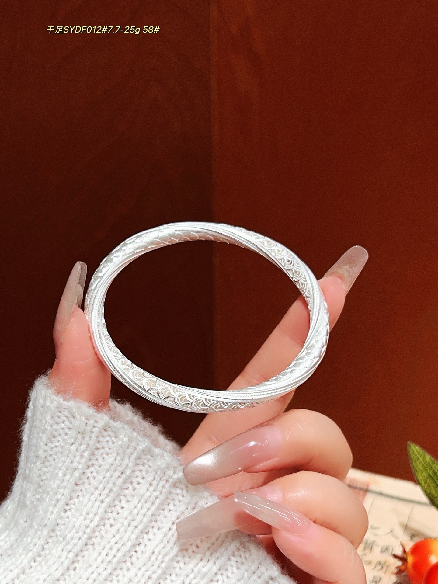 Pulsera de plata esterlina con sección de bambú de esmalte esmerilado antiguo 999 plata pura nueva pulsera de plata retro estilo madre regalo