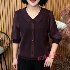 一件代发直播爆款2025夏季新款高贵减龄娃娃领显瘦遮肉打底小衫