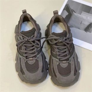 Ultra-light Dad Shoes for Women 2024 Summer New Versatile Retro Foot-showing Small Casual Shoes Genuine Leather Thick-soled Sports Shoes