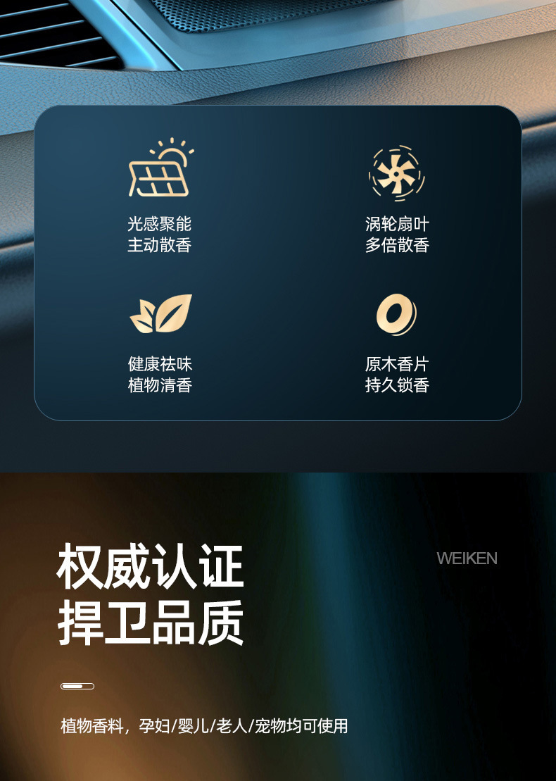 Solar-Powered Rotating Car Perfume Ornament for Car Interior Odor Removal