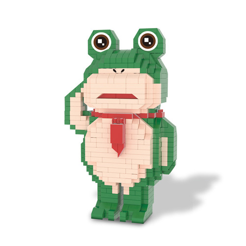 New internet celebrity frog building blocks compatible with LEGO Lai Kebao toad frog cub educational assembly toys wholesale dropshipping