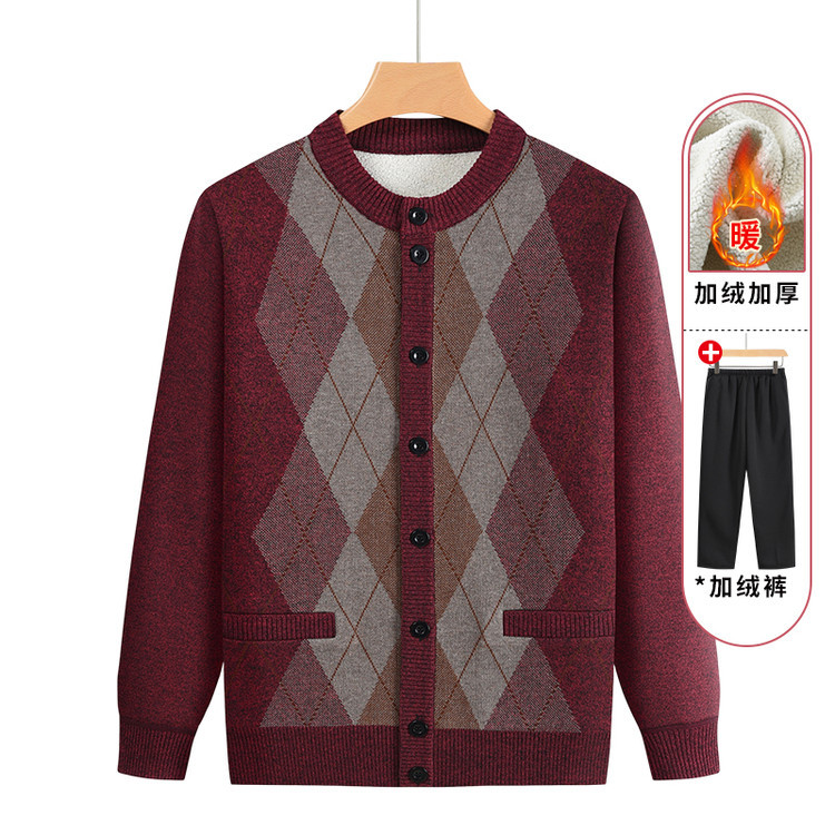 2025 nuevo suéter de estilo casual masculino delgado otoño y invierno de manga larga cálida de mediana edad con camisa de punto gruesa