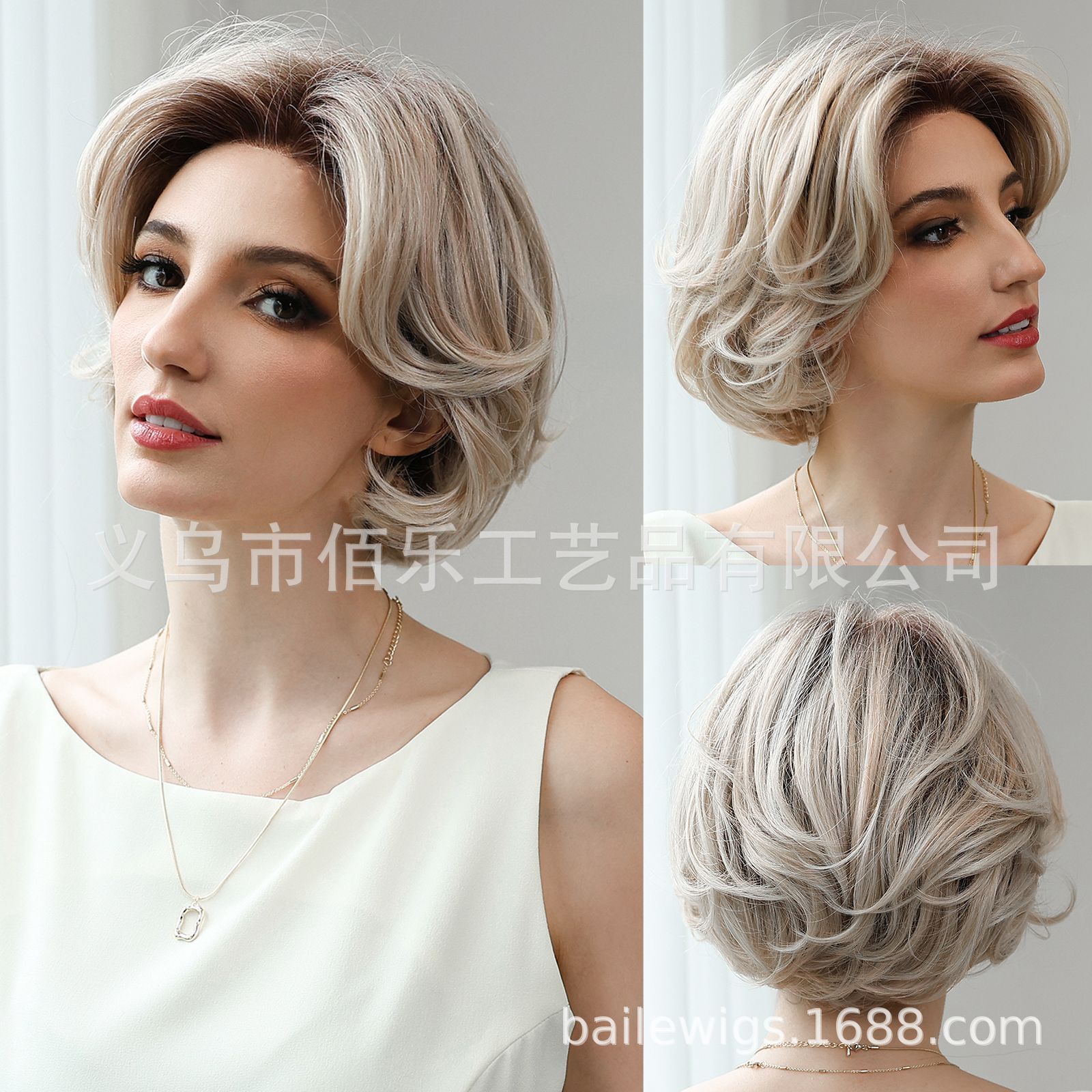 MONO pelucas de red, cabello corto marrón, cabello recto, seda japonesa de 8 pulgadas, pelucas al por mayor en stock transfronterizo