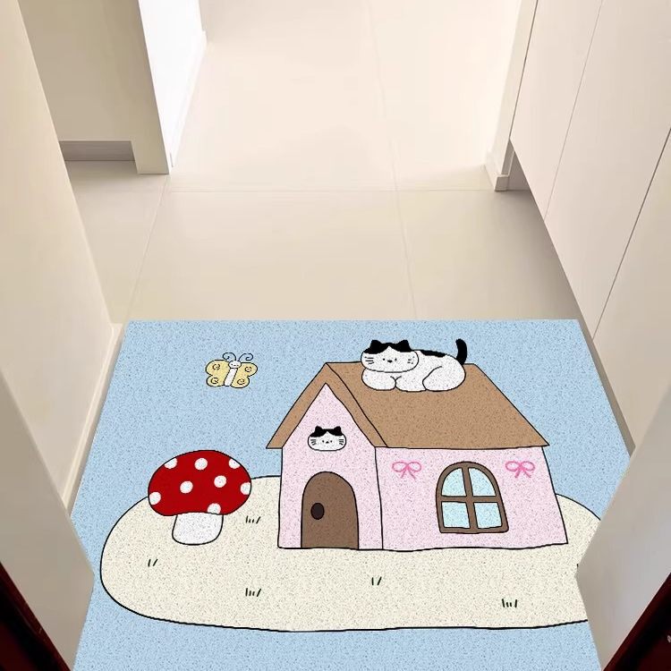 Ins-Style Silk Loop Floor Mat for Entryway, Household Dust-Scraping and Dust-Removing Pvc Mat, Customizable and Easy to Maintain, Doorway Mat
