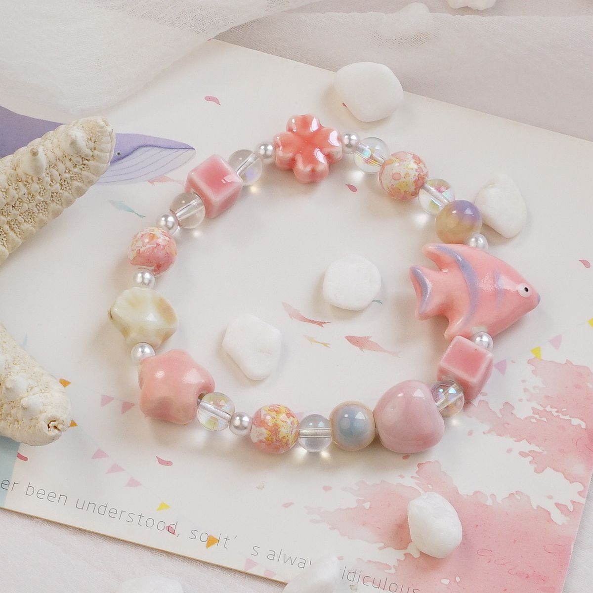 Jingdezhen pulsera de cerámica de verano mujer alta sensación galletas serie de gatos nicho diseño universal pulsera alta sensación