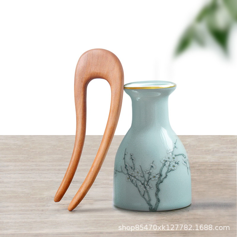 Horquilla de madera de melocotón palillos hechos a mano estilo antiguo ahora simple de alto grado sándalo verde updo accesorios para novia