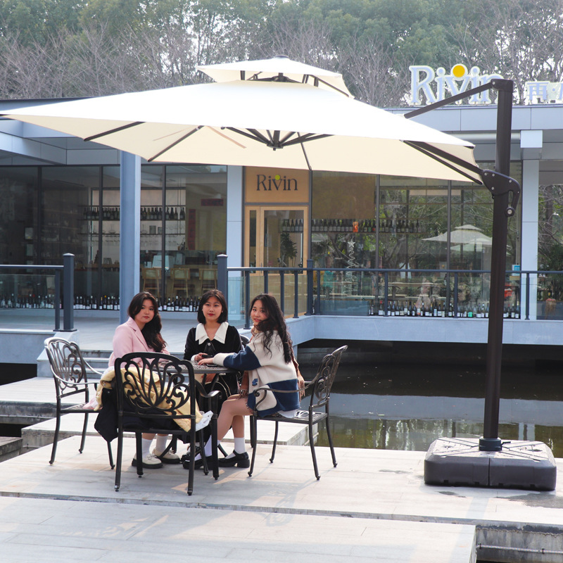 新款罗马伞10CM加粗庭院伞户外太阳能灯伞遮阳伞花园民宿户外伞