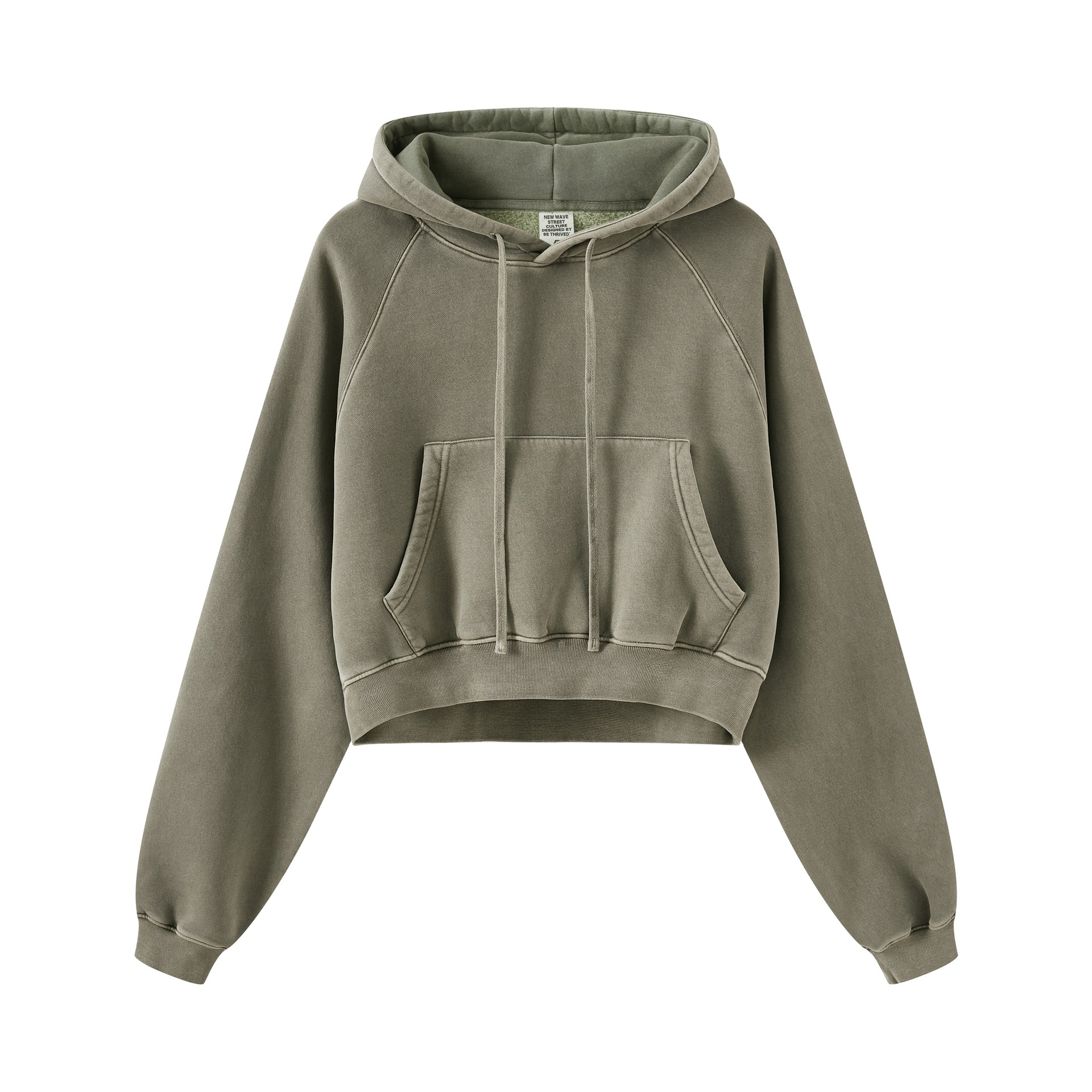 Männerkleeder Hierscht a Wanter Retro gewaschenen Kontrastfaarf Raglan kuerzen Kapuzenpullover_voghion.com