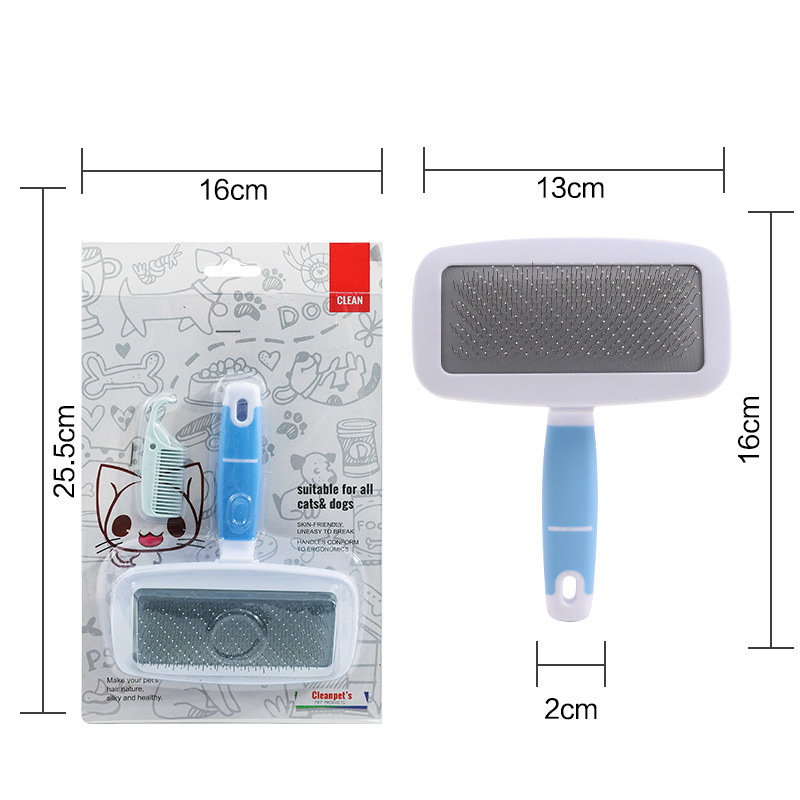Transfronterizos nuevos suministros para mascotas aguja de acero inoxidable peine gato y perro limpieza flotante pelo peine eliminación de pelo nudo abierto cepillo de pelo liso