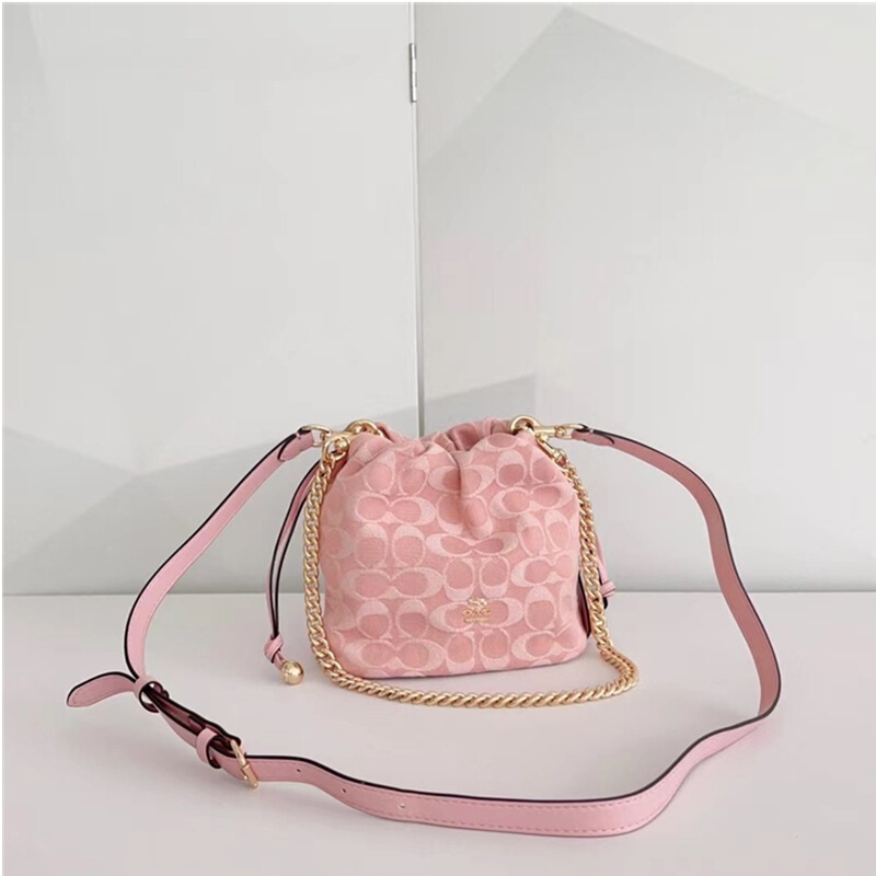 Koujia's New Faye Mini Cloud Bag, Classic Monogram Handbag, Crossbody Underarm Bag, Vintage Denim Pink Lucky Bag