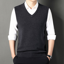 YINGAO纯羊毛马甲背心男新款秋冬男士加厚保暖中老年人无袖针织衫