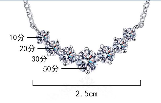 Colgante de plata esterlina s925 mujer chapado pt950 sonrisa simple siete princesas 2.8 quilates collar de piedra de morzana color D