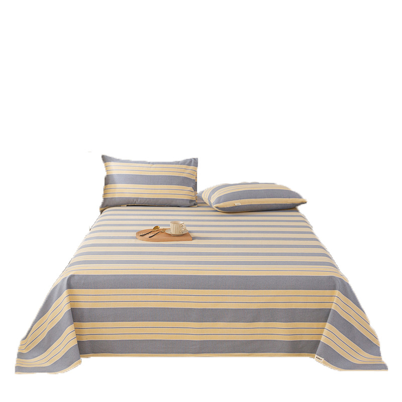 Sábana de tela gruesa vieja gruesa de una sola pieza de lino, algodón y lino, verano 100 algodón puro, sábana de algodón, juego de tres piezas individual