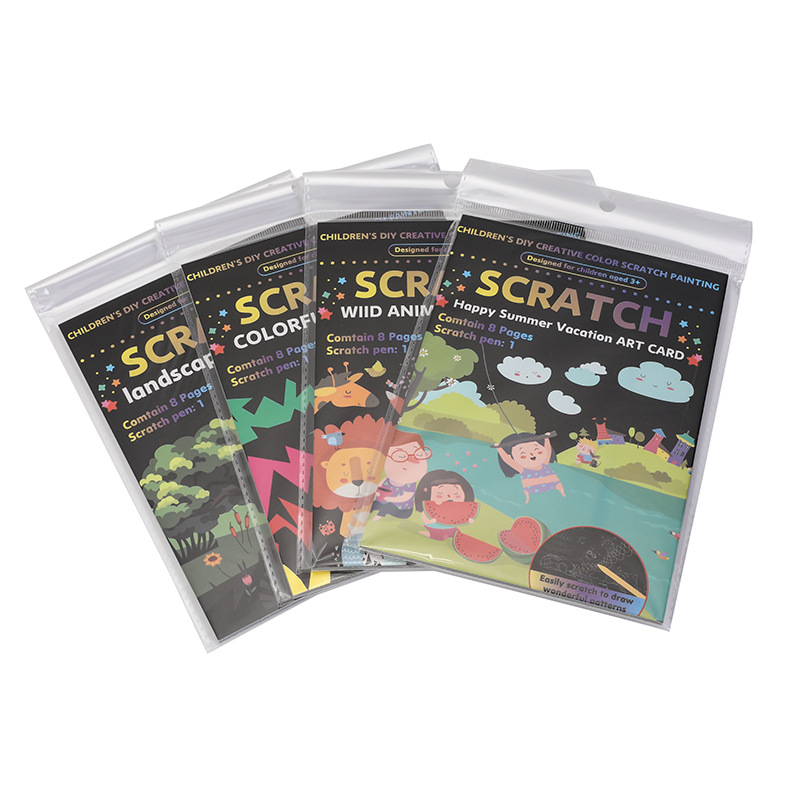 Colorido libro de dibujos de raspado hecho a mano papel de pintura DIY regalo de jardín de infantes de niños arte papel de raspado divertido raspado al por mayor