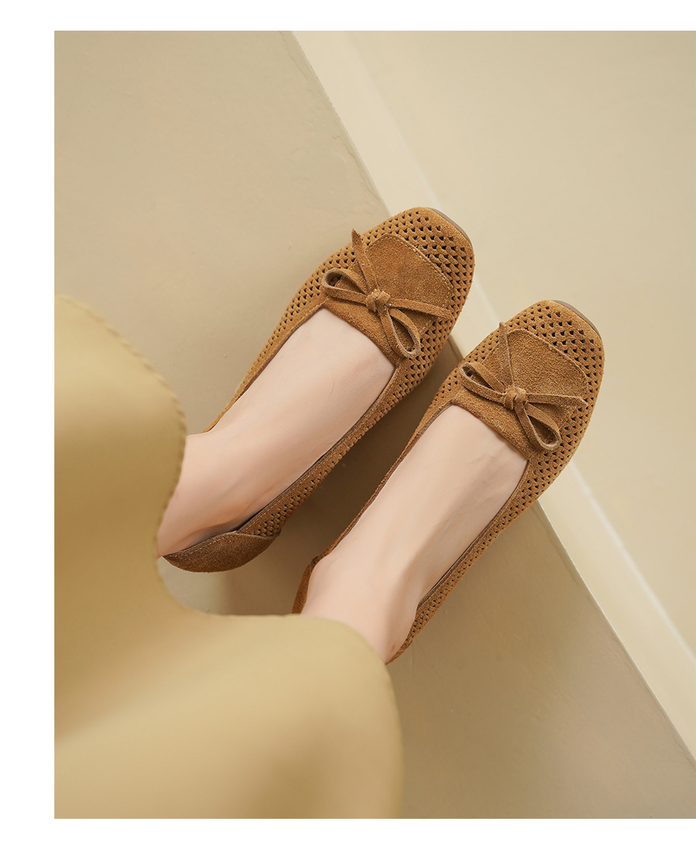 Giày cao gót nữ da lật bò mũi nhọn gót vuông 3.5cm, kiểu dáng nơ xinh — màu sắc chi tiết 10