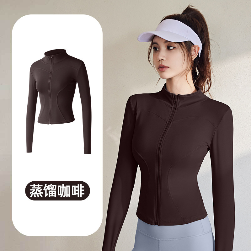 Juyitang Spring and Autumn Sports Chaqueta de manga larga para mujer Traje de yoga para correr Chaqueta superior