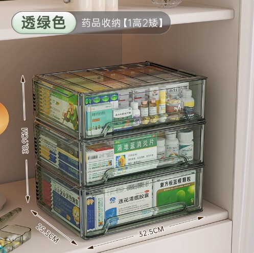 星优抽屉式家庭装药箱家用大容量医药箱透明可视药物收纳盒|undefined