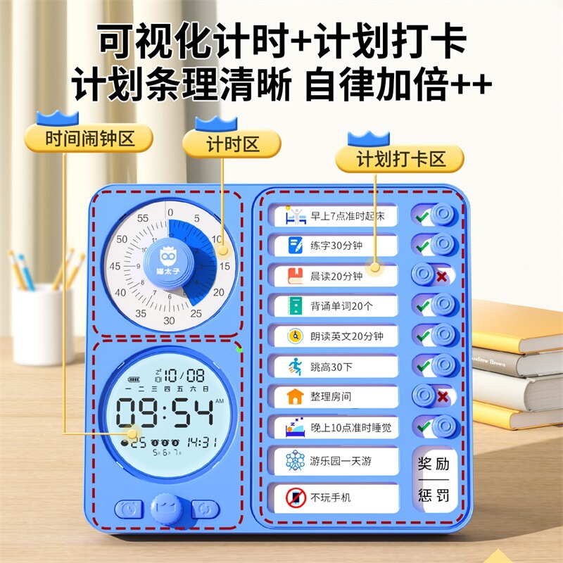 猫王子ビジュアルスマートタイマー 子供用学習電子音声目覚まし時計 タイミング機能付き 自己管理ツール|undefined