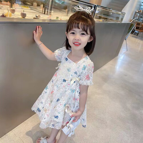 Baby Princess Dress Girls' Summer Dress 2024 New Children's Fashion Children's Skirts Summer Short Sleeve Chiffon Dress