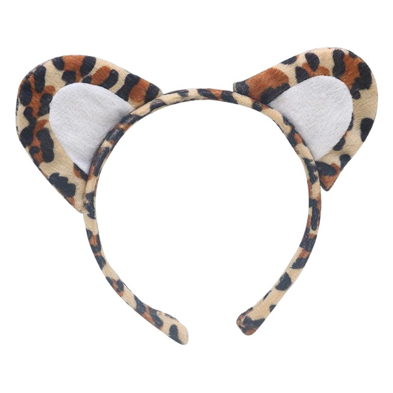 Venta caliente transfronteriza Diadema de animales de Halloween Diadema de orejas de tigre Traje de nariz Bola de leopardo para niños Vestir mujer