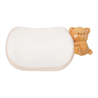 Headrest Lumbar Support Set Cute Memory - ice-silk-memory-cotton-milk-tea-white-headrest-sticker-lie-lie-lie-bear