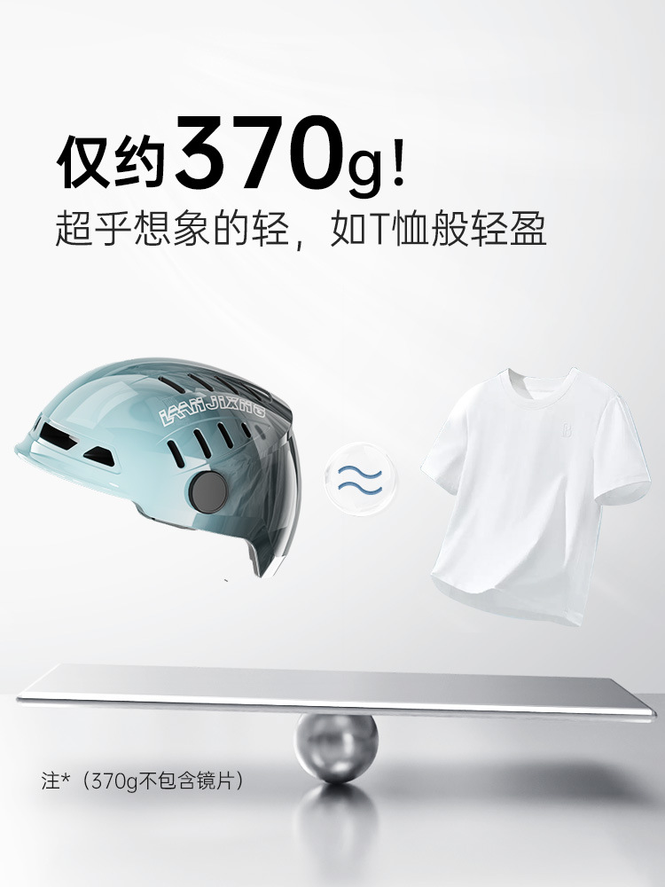 Universal Lightweight Helmet Electric Motorcycle Scooter Summer (Auto Parts and Accessories) - standard-transparent-short-visor-fern-green-m-small-head-52-58cm