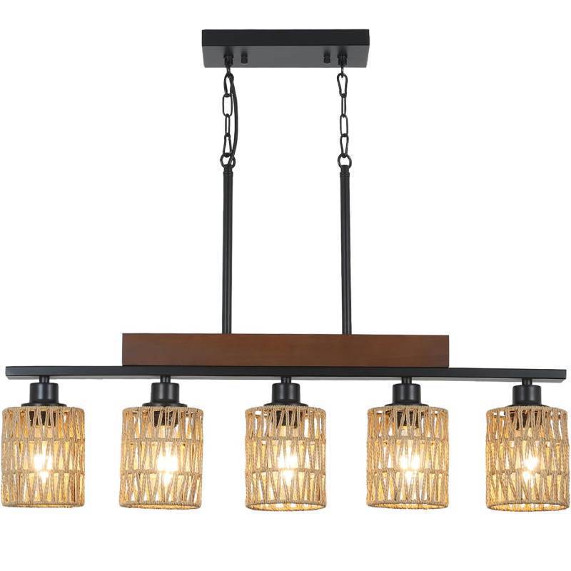 Cross-border special hand-woven chandelier wicker lampshade ceiling rack suitable for kitchen island restaurant chandelier