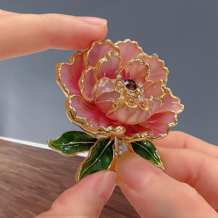 Peony Flower Exquisite Brooch, Chinese Style Classical Corsage, Elegant Pin, Floral Accessory for Cheongsam and Hanfu