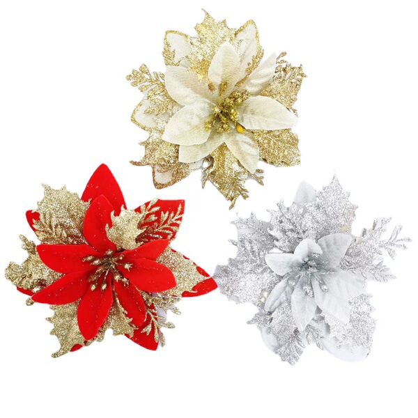 Christmas plastic three dimensional artificial flowers