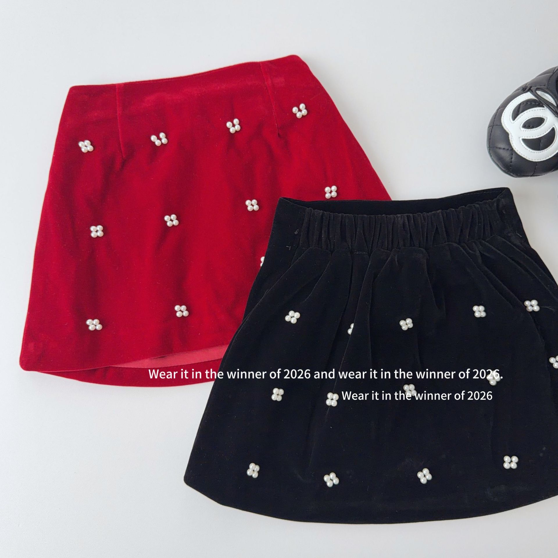 【Heavy-duty】2026 New Autumn-Winter Korean Style Loose A-line Pearl Short Skirt for Girls