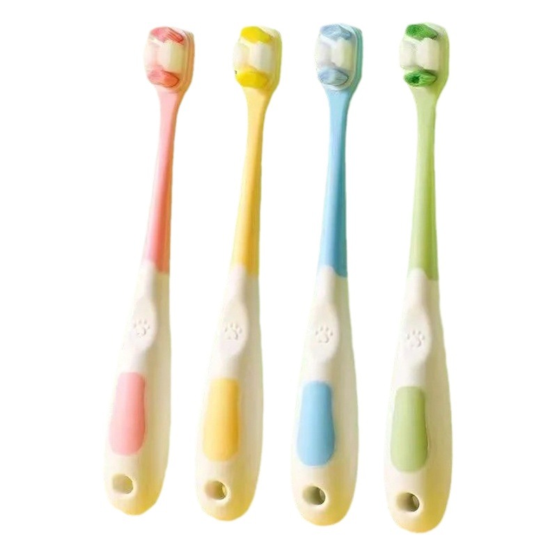 Soft-Bristled Toothbrush for Children Aged 5-12, Cat Paw Design, Thousands of Bristles, Gum Protection, Baby and Infant, Manufacturer Wholesale, Cute Cartoon