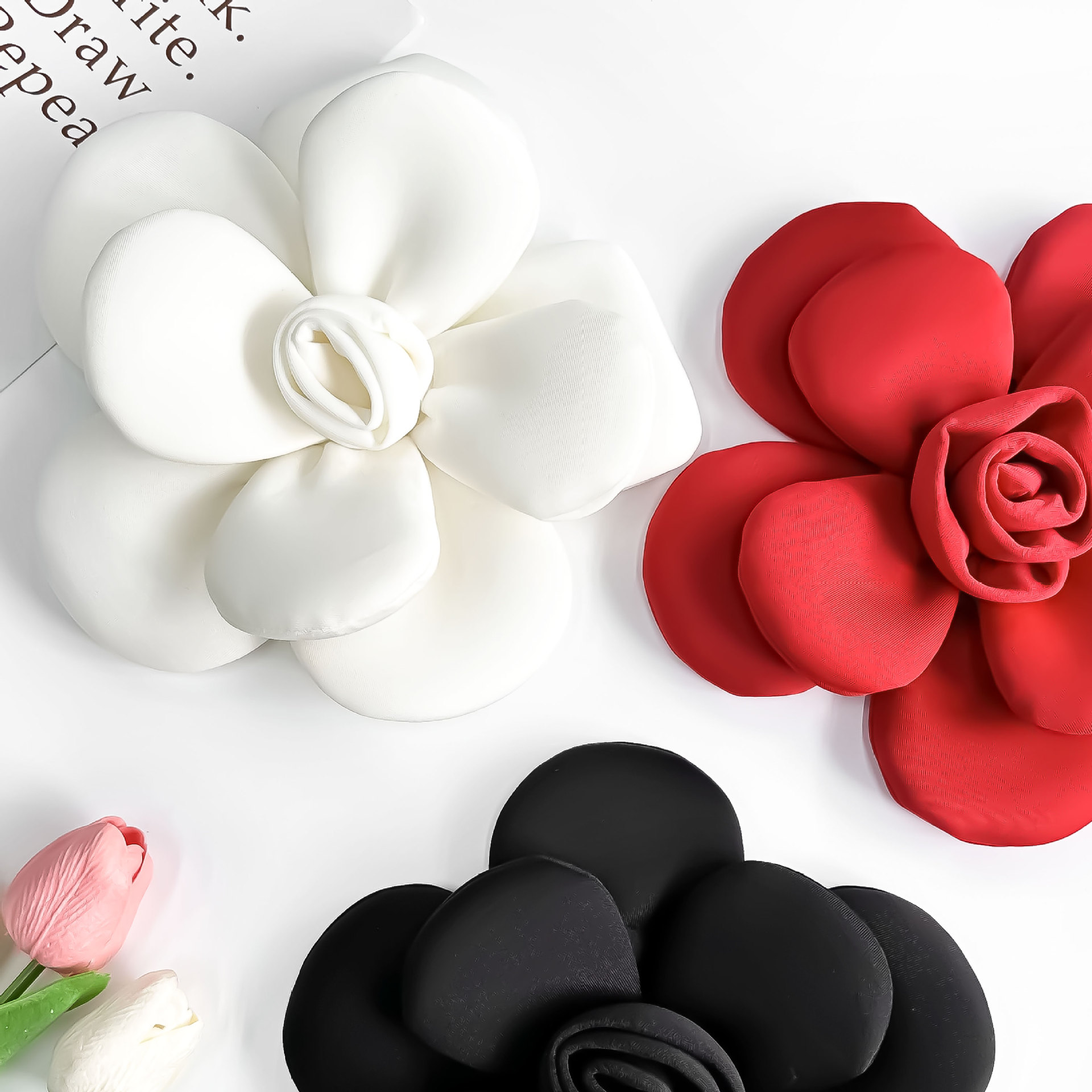Europa y América estereoscópicos camellia flores grandes flores pectoral bolsos accesorios vestidos ropa de baño accesorios de boda